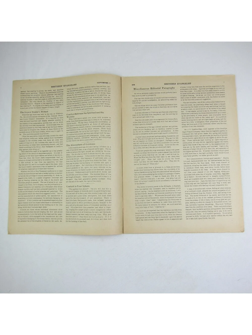 Brethren Evangelist Christian Newspaper Ashland Ohio Antique September 24th 1902